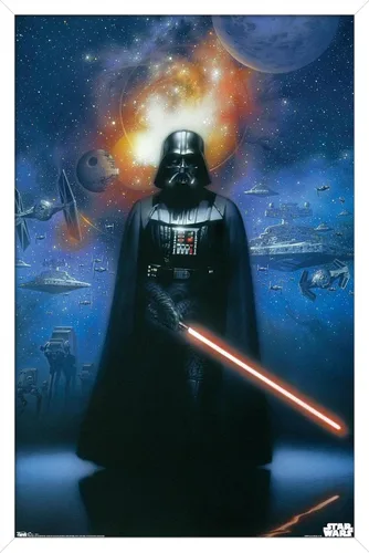 Vista 9 de Trends International Star Wars: Saga - Póster de pared de Vader in Space, 14.725 x 22.375 pulgadas, versión enmarcada de madera de granero Versión