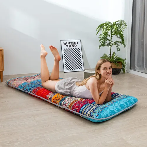 Vista 131 de Colchón futón japonés de piso gris constelación, de piso tatami, portátil, para acampar, para niños, sofá cama plegable enrollable con protector