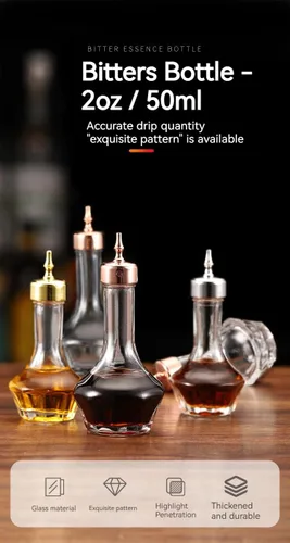 Vista 8 de YUHWYI Bitters Bottle - Botella de vidrio de 2 onzas 1.7 fl oz con tapa de acero inoxidable, herramienta de barra profesional para hacer cócteles