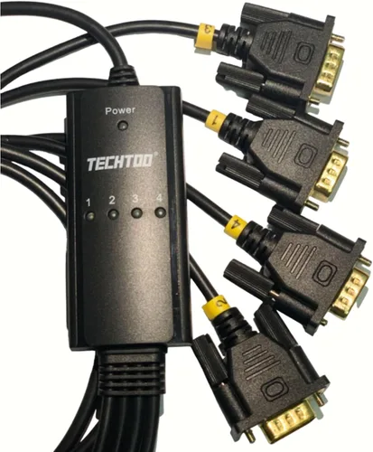 Vista 5 de TECHTOO Adaptador USB a Serial RS232 DB9 de 4 puertos USB a Seria Convertidor Serial Cable de 9 pines con tornillos de pulgar