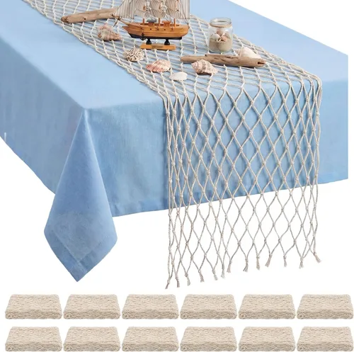 Vista 13 de SATINIOR 6 piezas de red de pesca de 12 x 108 pulgadas, decoración de Natural