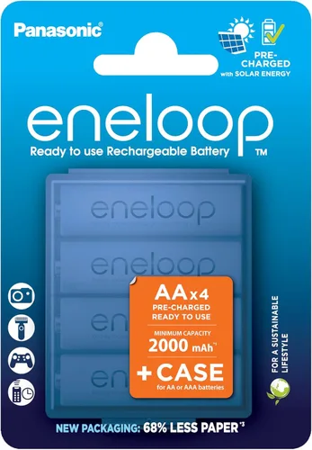 Vista 9 de eneloop, Batería AAA/Micro NI-MH, paquete de 4, capacidad con baterías NI-MH listas para usar, recargable hasta 2000 veces, embalaje sin plástico