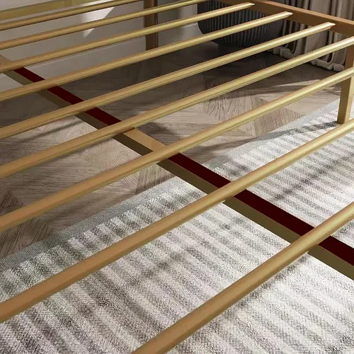 Vista 5 de Marco de cama Queen con cabecero, base de cama tapizada tamaño Queen, no necesita somier, sin ruido, listones de metal resistentes, fácil montaje