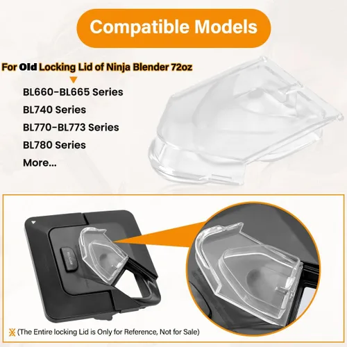 Vista 4 de Tapa de repuesto compatible con tapa de licuadora Ninja de 72 onzas, tapa de repuesto para jarra de licuadora Ninja, parte superior cuadrada