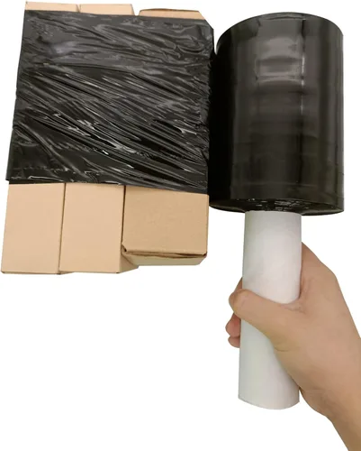 Película elástica con asa, 5 pulgadas x 1000 pies, envoltura retráctil para suministros de mudanza, película de plástico negra autoadhesiva