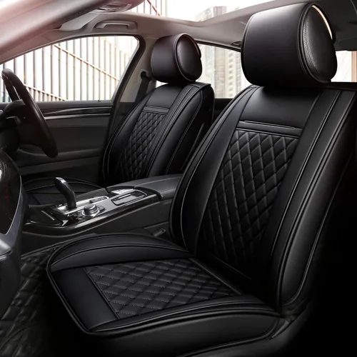 INCH EMPIRE - Funda para asiento de automóvil, resistente al agua, de cuero sintético, para asientos delanteros y traseros, ajuste universal para la