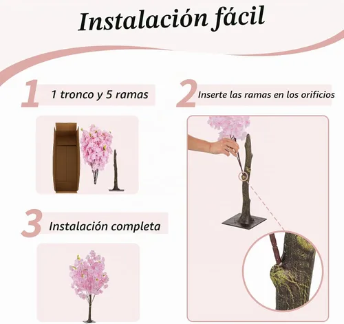 Vista 5 de BLOSMON Árbol de flor de cerezo artificial para decoración de mesa: 3.2
