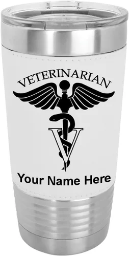 Vista 20 de LaserGram 20oz Vacuum Insulated Tumbler Mug, Skateboarding, Personalized Engraving Included (Faux Leather, Gray)