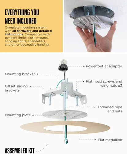 Vista 6 de The Can Converter R56 - Kit de conversión de luz empotrada para lata con medallón de techo plano de 7"¾, mejoras para el hogar para latas de 5
