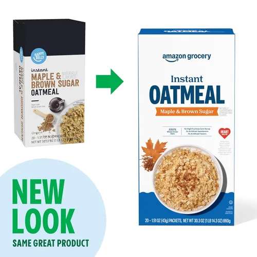 Vista 4 de Yaxa Grocery, Avena instantánea de arce y azúcar morena, 1.51 onzas, 20