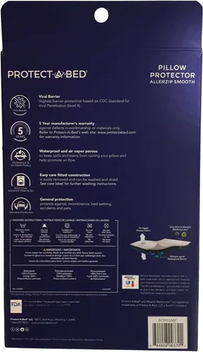 Vista 2 de AllerZip fundas de almohada antiácaros, hipoalergénica, impermeable (paquete de 2), Poliéster & Mezcla de poliéster, Blanco, King