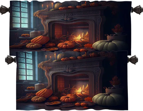 Vista 34 de Shrahala Cenefas de cocina con rayas clásicas azules, cortinas blancas para media ventana, tratamiento de ventana de poliéster multicapa para sala