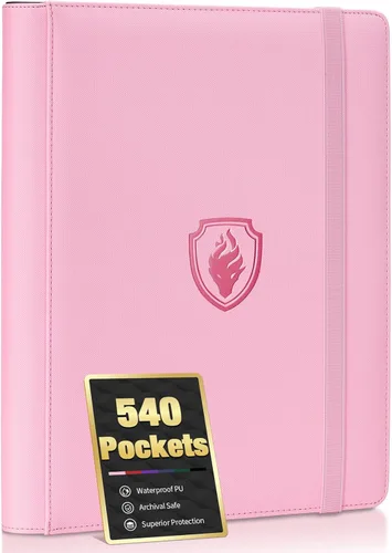 Vista 12 de Carpeta de tarjetas prémium con 9 bolsillos para 360 tarjetas, carpeta de tarjetas coleccionables de poliuretano resistente, álbum de colección