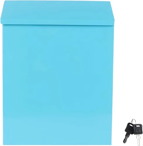 VICASKY Buzón de correo con llave de Papá Noel, montaje en pared exterior con cerradura, buzón individual de hierro, buzón amarillo en blanco, para