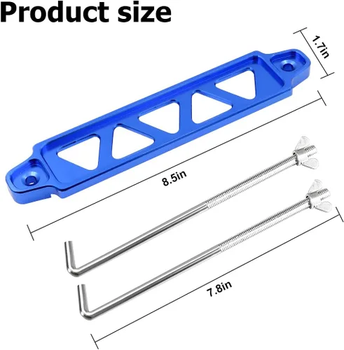 Vista 2 de BESULEN Juego de sujeción de batería, soporte de montaje de batería de aluminio Billet con pernos en J de acero inoxidable, kit universal de soporte