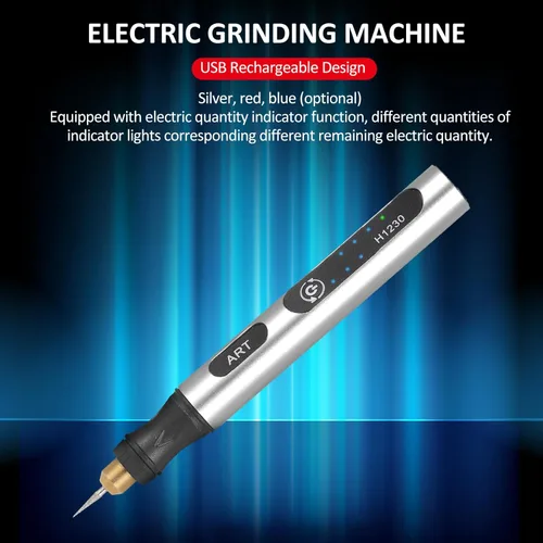 Vista 6 de Mini herramienta rotativa inalámbrica de 3 velocidades 5 V Reable Kit de herramientas rotativas con 4 brocas de molienda de carga USB, herramienta