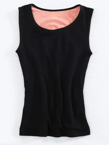 Vista 4 de Flenwgo Ropa interior de algodón con forro polar térmico para mujer, camiseta sin mangas, chaleco de capa base cálida