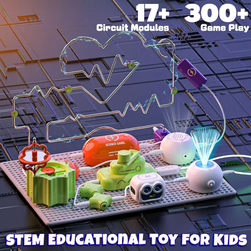 Vista 2 de SMILESSKIDDO Kits de ciencia para niños Juguetes STEM para niños, kit de exploración electrónica, más de 300 proyectos, 16 piezas de circuito