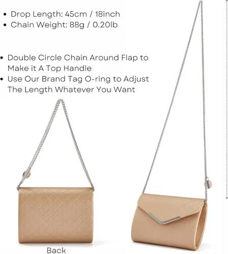 Vista 7 de Ava&Lina Bolso de mano para mujer, bolso de mano acolchado plateado, cadena ajustable acolchada
