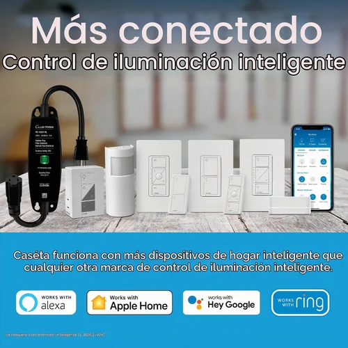 Vista 3 de Lutron Caseta Smart Fan Control (requiere concentrador inteligente) de 4 velocidades para ventilador de paleta Negro