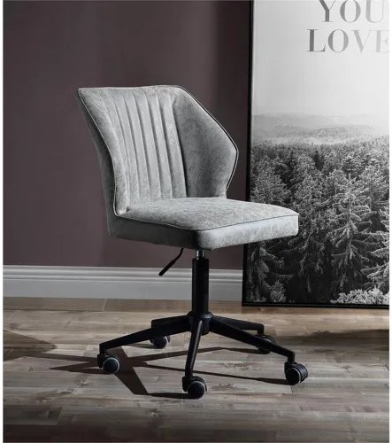 Vista 2 de Acme Pakuna Silla de oficina sin brazos de piel sintética en gris vintage y negro