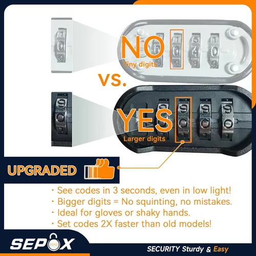 Vista 9 de SEPOX 10 candados combinados resistentes a la intemperie de 2.2 pulgadas, 4 cerraduras digitales grandes para exteriores, cuerpo de bloqueo