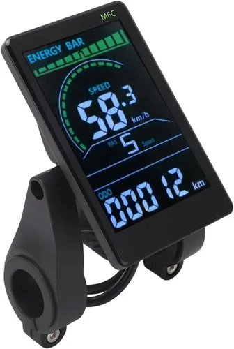Vista 7 de Pantalla LCD de bicicleta eléctrica para computadora de bicicleta, velocímetro, 24 V, 36 V, 48 V, 60 V, impermeable, M6C, ABS, pantalla