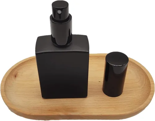 Vista 5 de Botella de spray de vidrio cuadrada de 8 piezas, pequeño recipiente recargable con niebla fina srpayer, botella de perfume
