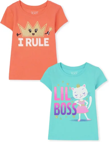Vista 29 de The Children's Place Camisetas estampadas de manga corta para bebés y niñas pequeñas, con diseño de unicornios y mariposas, a la moda, paquete de 3