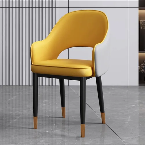 Vista 9 de Modern Dining Chair - Mid Back Lounge with Armrest and Metal Legs for Living Room or Home Office