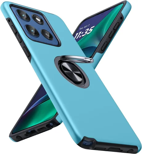 Vista 19 de JAME Funda para Moto G Stylus 2025, doble capa de protección de grado militar a prueba de golpes con soporte de anillo portátil atril, funda