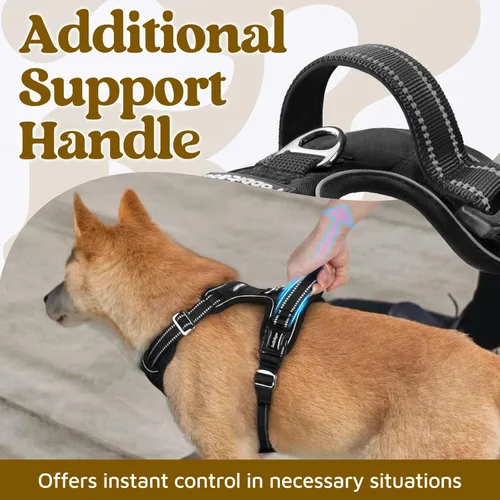 Vista 4 de rabbitgoo Arnés para perro de tamaño pequeño, chaleco para perro sin tirones con 3 hebillas, arnés ajustable y acolchado suave para mascotas con asa