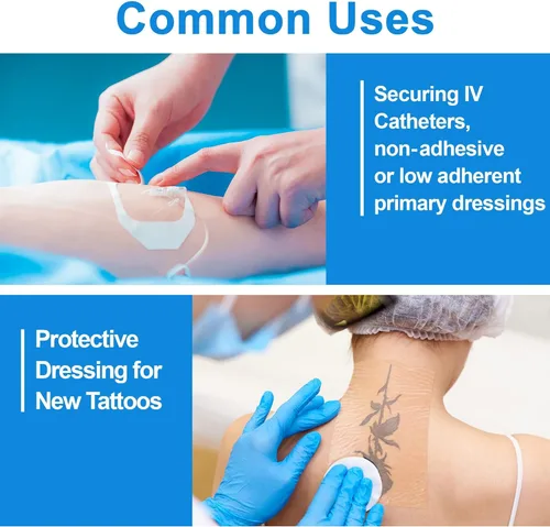 Vista 5 de LotFancy Apósito de película transparente, 2.37 x 2.75 pulgadas, 110 unidades, cubierta impermeable para heridas, vendaje transparente adhesivo