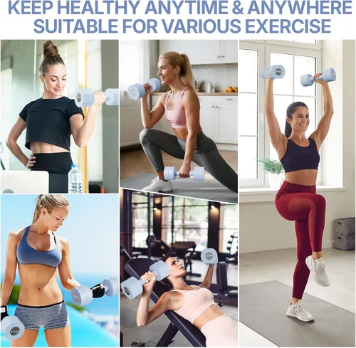 Vista 6 de Dumbbell Set of 2, Adjustable Weight, Anti-slip Handle, Macaron Colors, Each 2.2/4.4/6.6/8.8 lbs, 4 in 1 Hand Weights for Women at Home, Blue