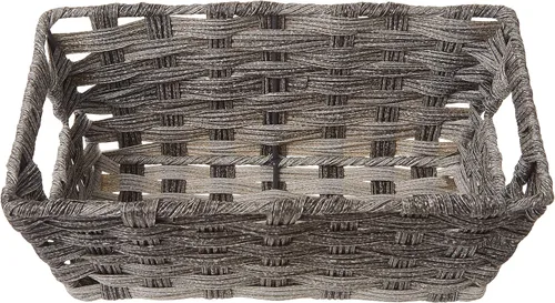 Vista 3 de Whitmor Rattique canasto para estante, pequeño, lavado gris