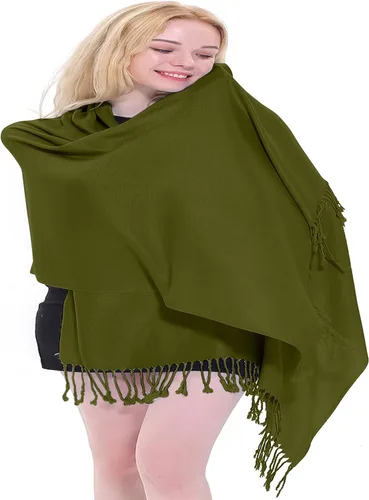 Vista 6 de CJ Apparel Solid Color Tassels Design Nepalese Shawl Seconds Scarf Wrap Stole Throw Head Wrap Pashmina Hand Made in Nepal New