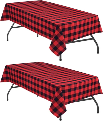 Vista 42 de Hiasan - Mantel impermeable a cuadros para comedor y día de campo Rojo y negro