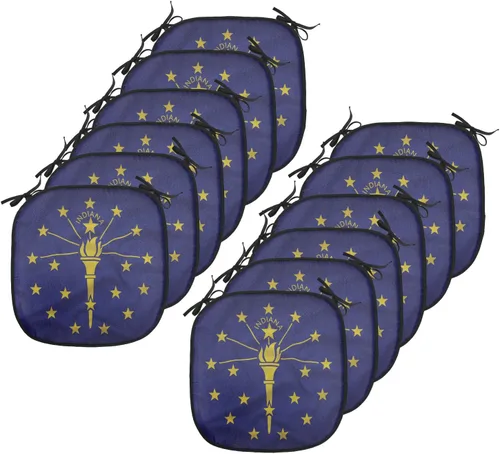 Vista 117 de Lunarable American Chair Cushion Pad, Massachusetts Flagg Holds a Bow and Pointing Downward Arrow, Seat Padding for Kitchen & Patio with Anti-Slip