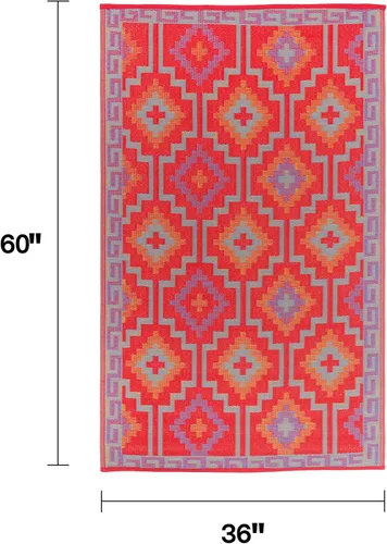 Vista 2 de Fab Habitat - Alfombra de exteriores, impermeable, resistente a la decoloración, sin arrugas, plástico reciclado de primera calidad, estilo kilim