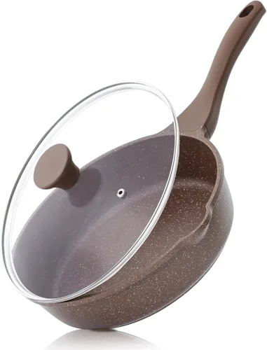 Vista 19 de SENSARTE Sartén antiadherente de cerámica para saltear de 10 pulgadas/3.5QT, sartén antiadherente para freír profundamente con tapa, olla jumbo