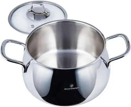 Vista 3 de Venus - Olla profunda de acero inoxidable con tapa de vidrio, olla de sopa profunda adecuada para estufa de inducción (6.8 cuartos de galón (6.4 L))