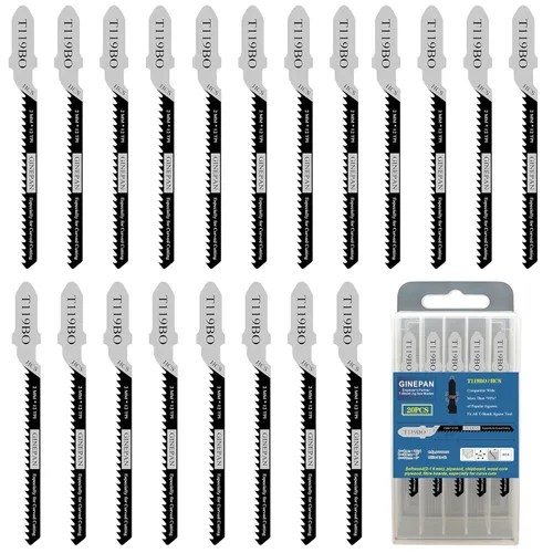 Vista 8 de Hojas de sierra de calar con mango en T, 20 unidades, T101BR con estuche, compatibles con Bosch Dewalt Black y Decker Juego de hojas de sierra