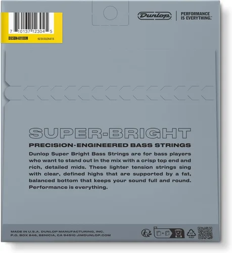 Vista 7 de Jim Dunlop Cuerdas de bajo a escala media súper brillante de níquel para heridas 40-100
