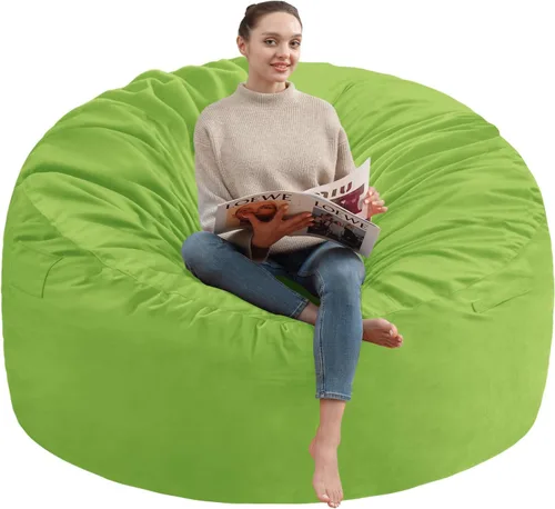 Vista 25 de Puf de 5 pies, puf grande con relleno de espuma viscoelástica, sofá puff esponjoso con funda de terciopelo holandés, puf redondo para sala de estar