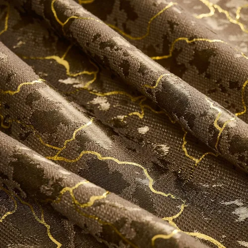 Vista 7 de Cortinas marrones y doradas de 63 pulgadas de largo, 2 paneles de cortinas geométricas para oscurecer la habitación, cortinas con ojales, estampado