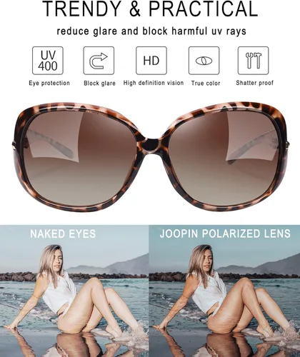 Vista 3 de Joopin - Gafas de sol polarizadas para mujer de moda 2022 grandes para conducir con protección UV para ojos sensibles