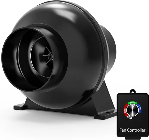 Toolazy Ventilador en línea de 4 pulgadas con controlador de velocidad - Listado ETL, ventilador de ventilación de conducto silencioso de 195 CFM