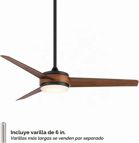 Vista 2 de WAC Lighting Mod - Ventilador de techo inteligente de 3 aspas de 54 pulgadas para interiores y exteriores con control remoto, LED integrado 3000 K