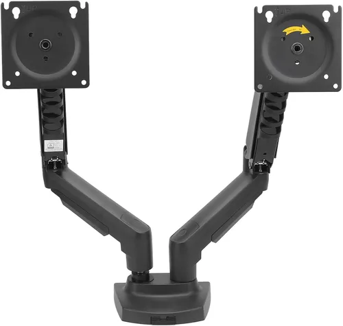 Vista 3 de Zunate Adjustable Double Screen Stand for 17-27inch Screens, Telescopic Rotating Desk Mount for Gaming and Work, Aluminum Alloy