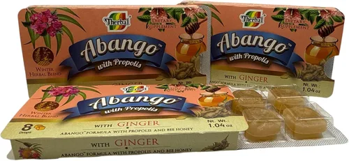 Vista 2 de Bandejas para gotas para la tos de abango, propóleos y jengibre, mezcla de hierbas de invierno, sabor delicioso (paquete de 3) Dulces para la TOS